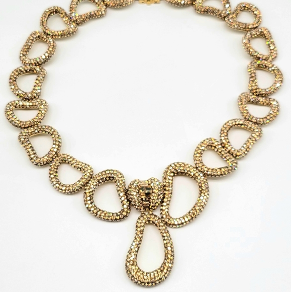 Atelier Swarovski Tigris Statement Necklace with Champagne Diamond Pave Crystals - Picture 4 of 14